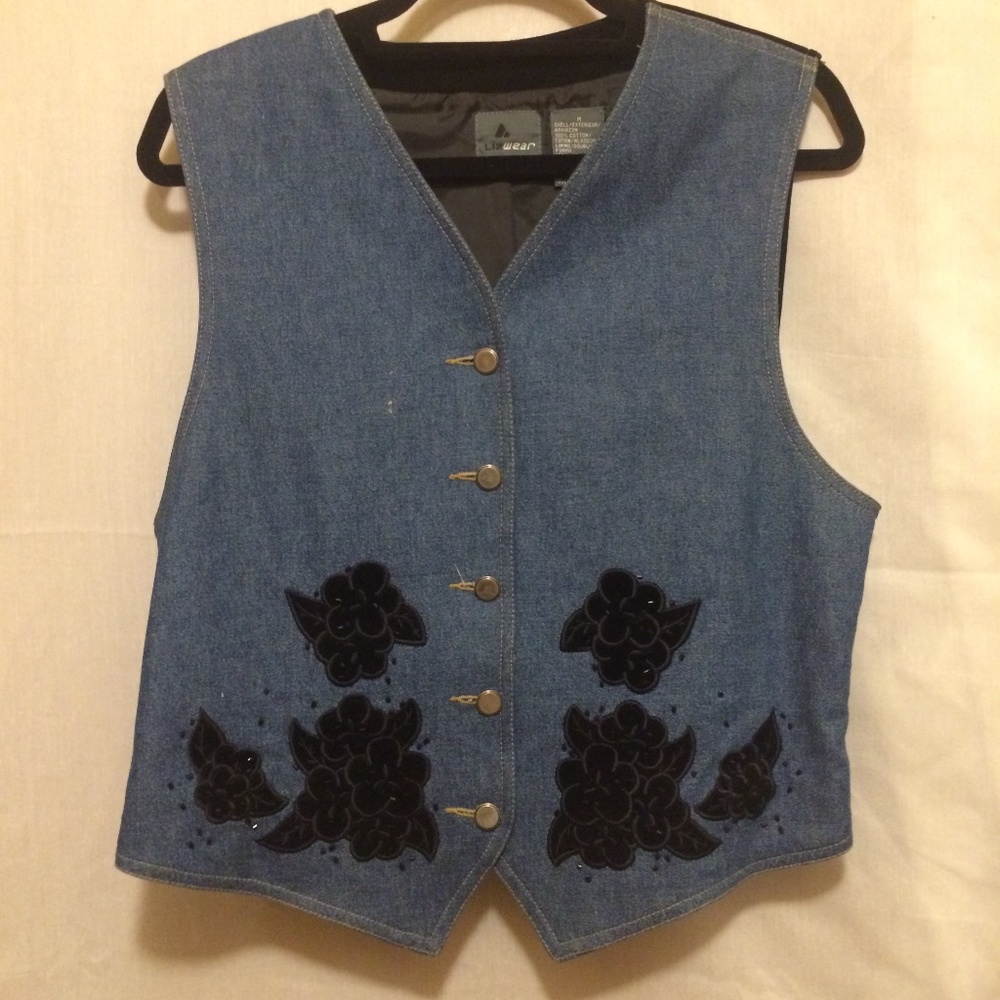 Liz Wear Denim Velvet Vest